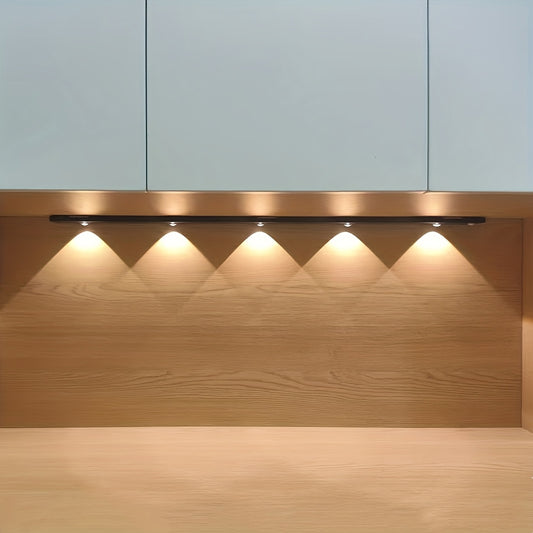[Hot Item] Office Cabinet Under-Desk Mountain Atmosphere Light Clip Fixed No Wiring Internal Battery USB Rechargeable Smart Human Sensing Switch, Light on When People Arrive, Light Off When People Leave, Multiple Installation Methods, Front, Side